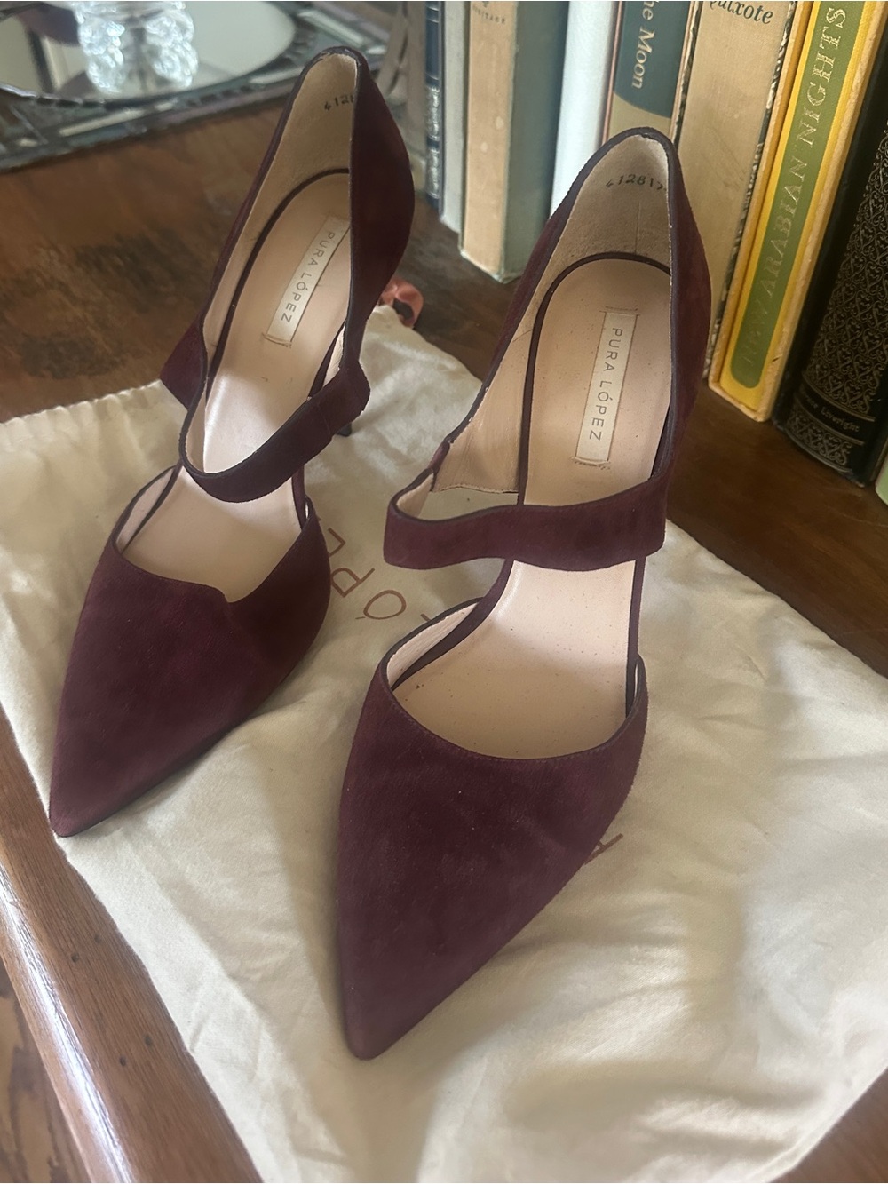 Pura López Burgundy Suede Pointed Toe Heels Pumps EU 39